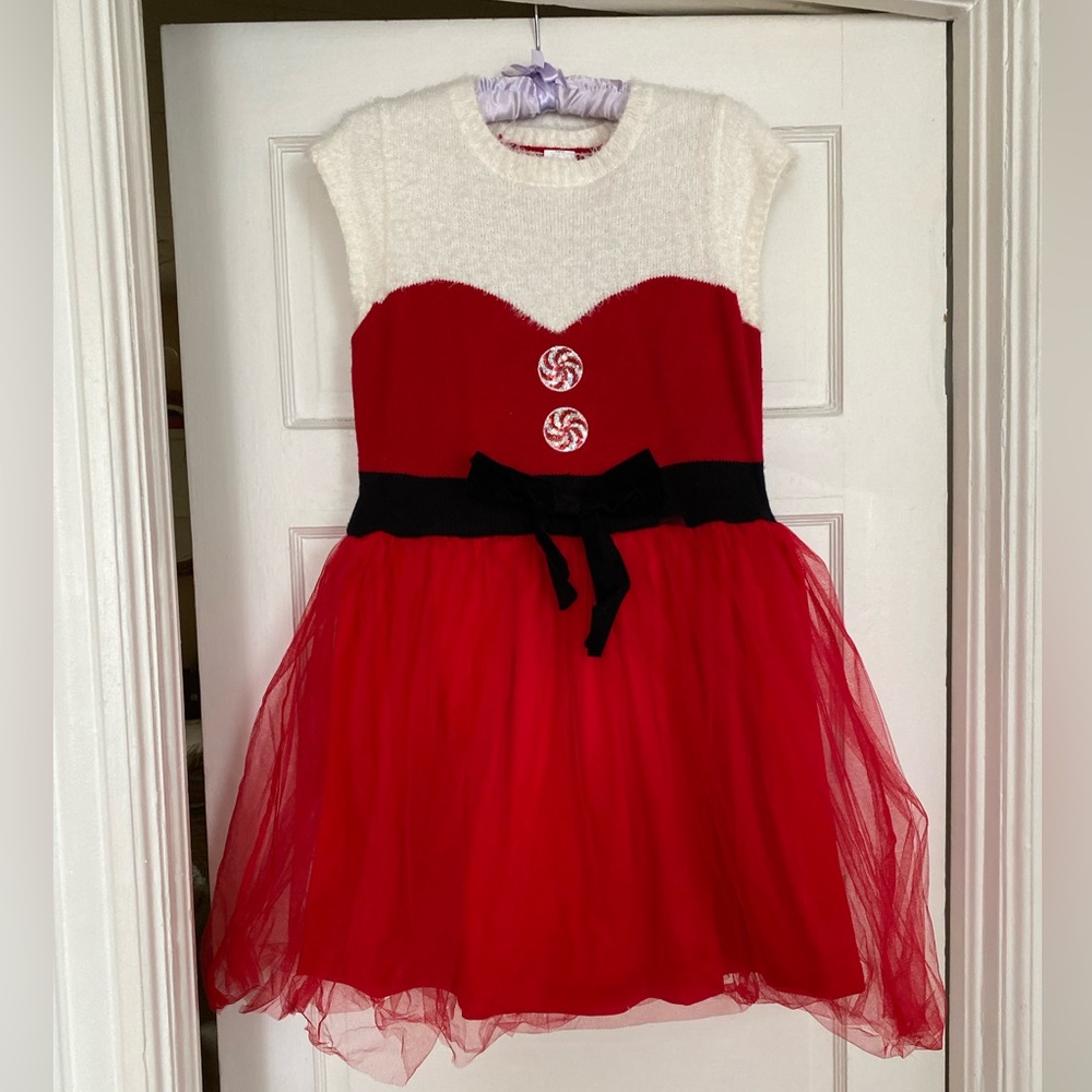 NEW YORK LAUNDRY CHRISTMAS HOLIDAY TULLE SWEATER DRESS MRS. CLAUS lovely